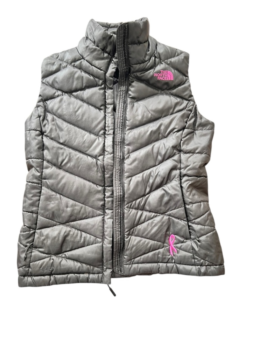 The North Face pink ribbon women’s black Puffer Vest